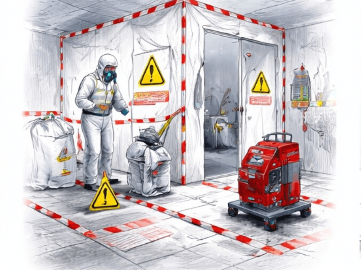 Schéma 3D de la pose d’un bardage métallique horizontal avec ossature secondaire, en bleu (#024e68) et finitions rouges (#ea2626)